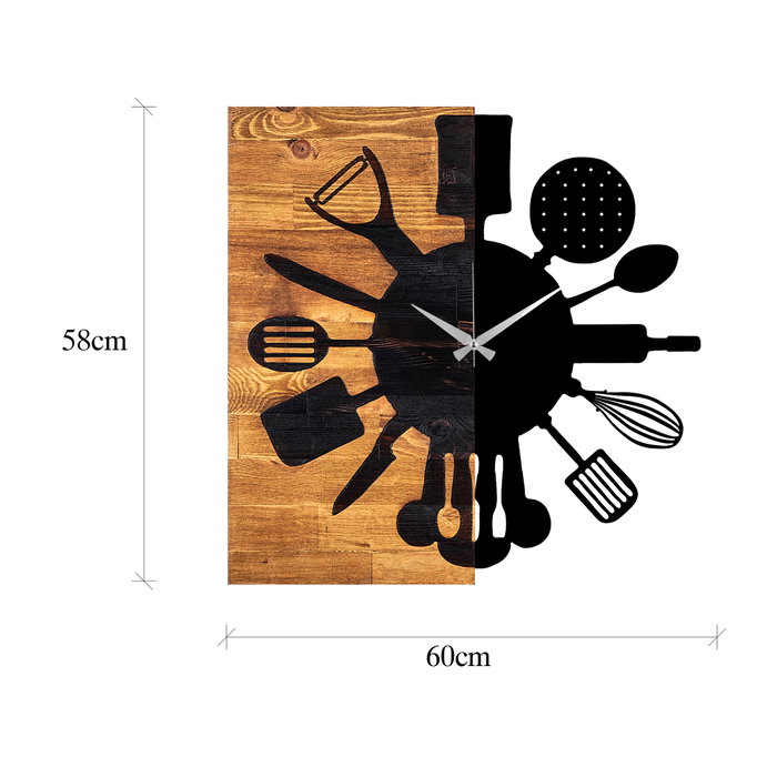 Wallity Reloj de Pared Decorativo de Madera Nogal y Negro